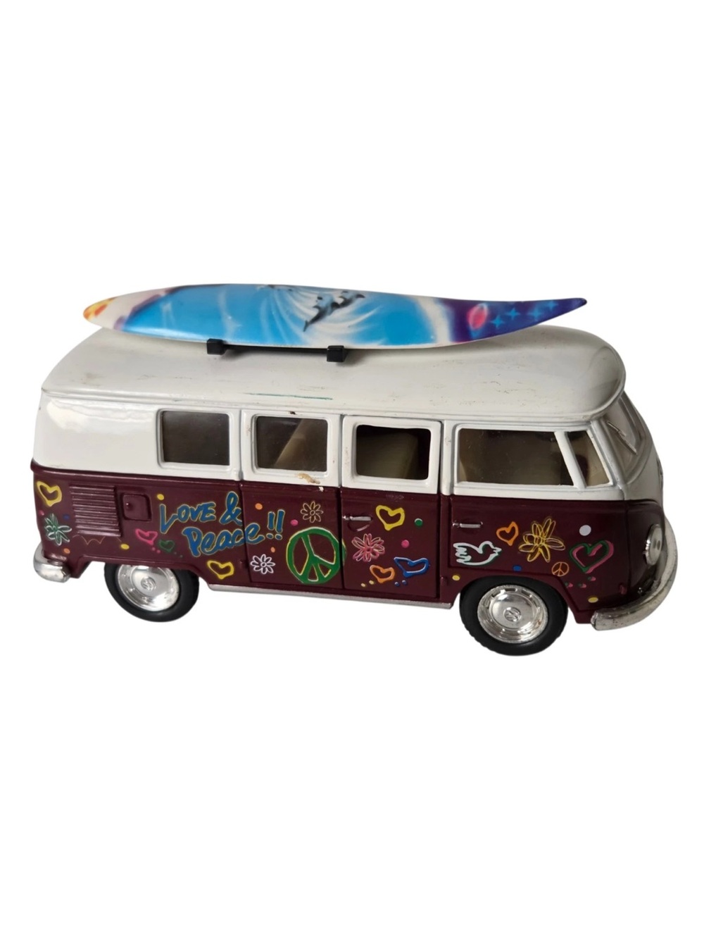 Vintage 1962 Volkswagen Love & Peace Hippie 60's Bus 1/32 Large Scale Diecast